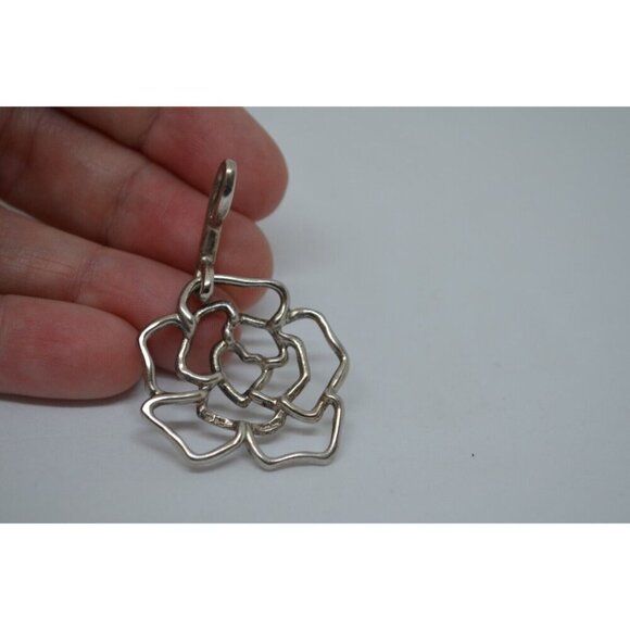 Sterling Silver Pendant & Ring Set Rose Outline w Heart Center NF Thailand 925 - Picture 3 of 11
